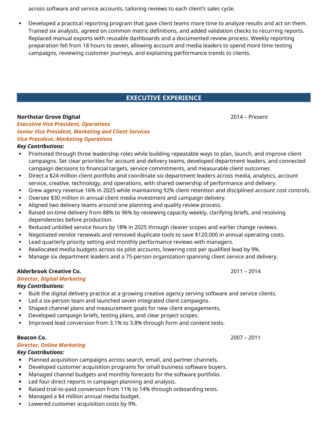 Executive Showcase, page 2 of 3, fictional resume for Morgan Avery Ellis