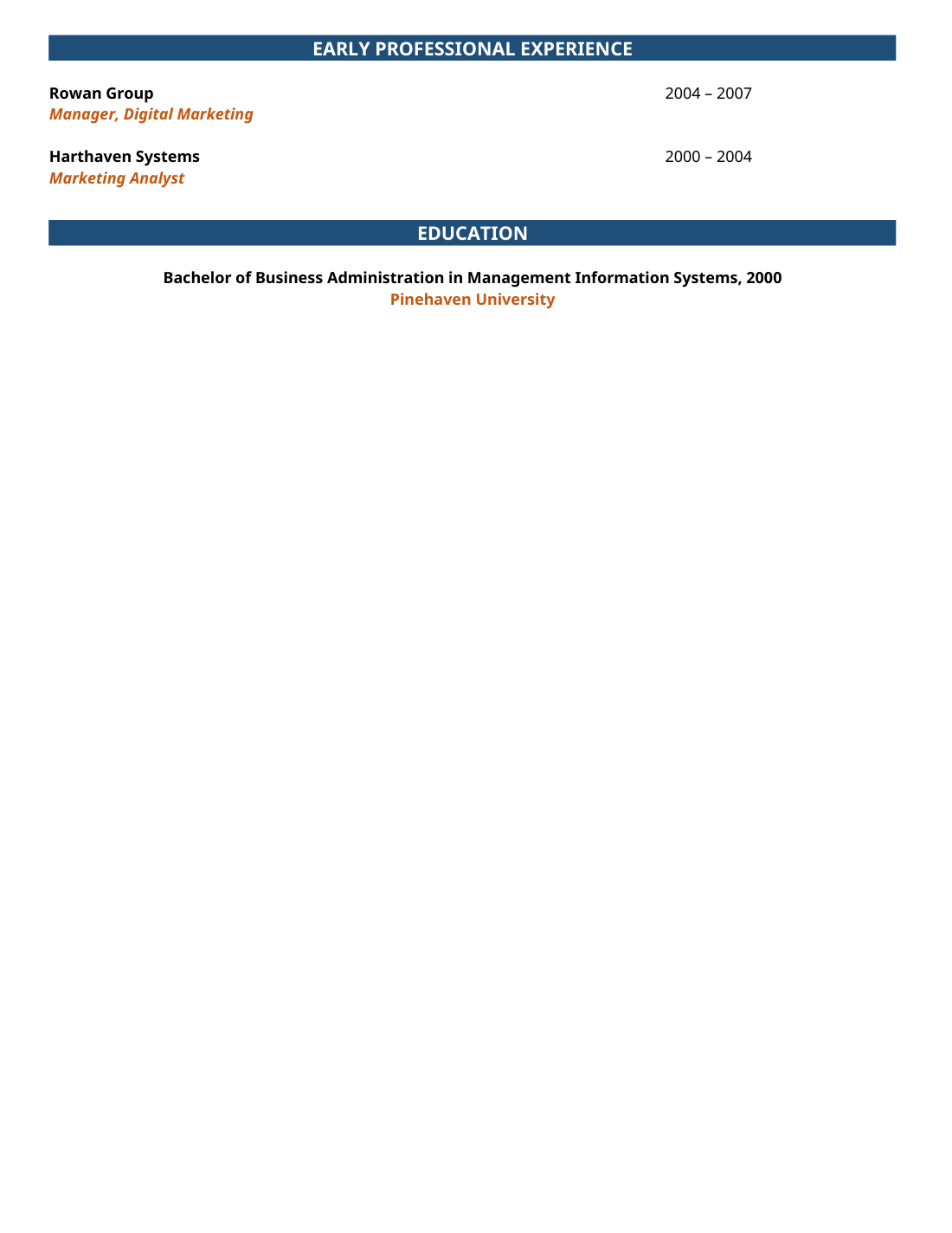 Executive Showcase, page 3 of 3, fictional resume for Morgan Avery Ellis